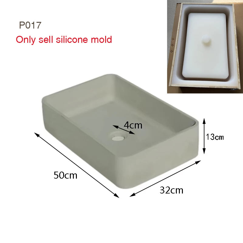 Circular Concrete Sink Silicone Mold Bathroom Square Sink