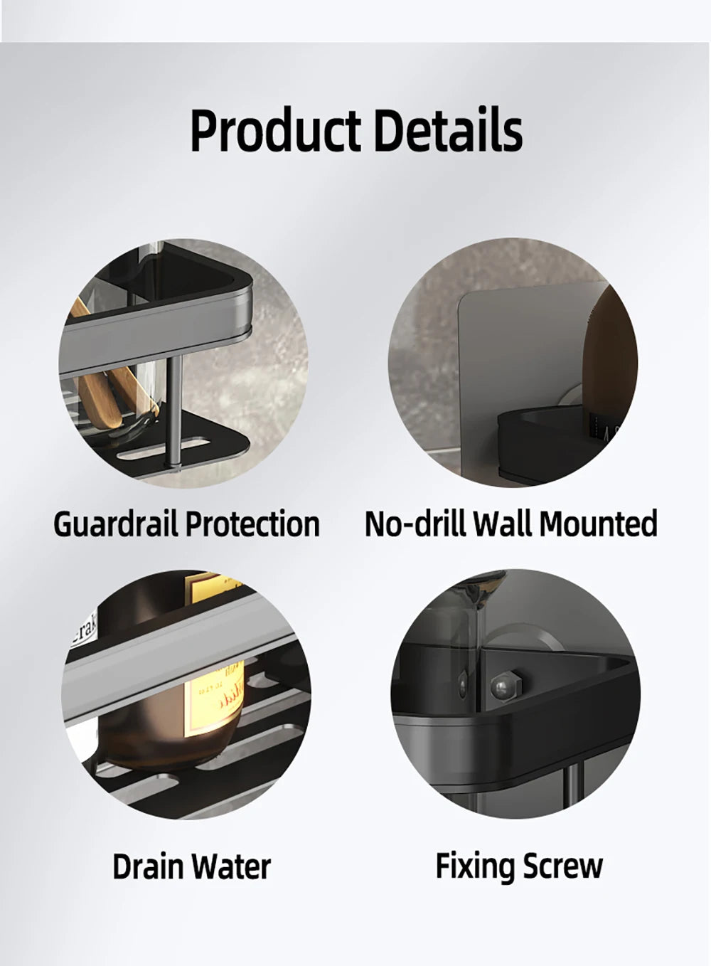 Wall Mounted Rectangular Rack Wall Mounted Shower Shampoo
