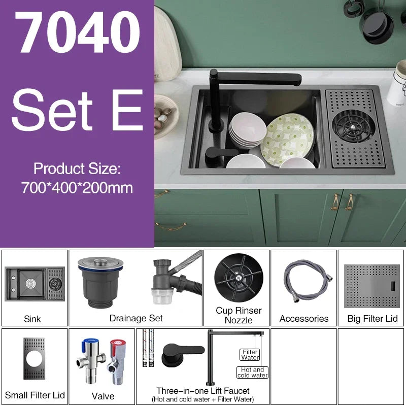 Asras Nano Black Small Size Sink Cup Washer