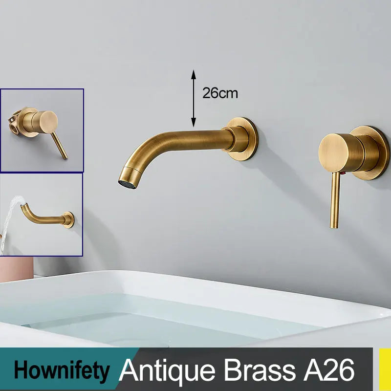 Wall Mount Bathroom Basin Faucet Embedded Split Cold