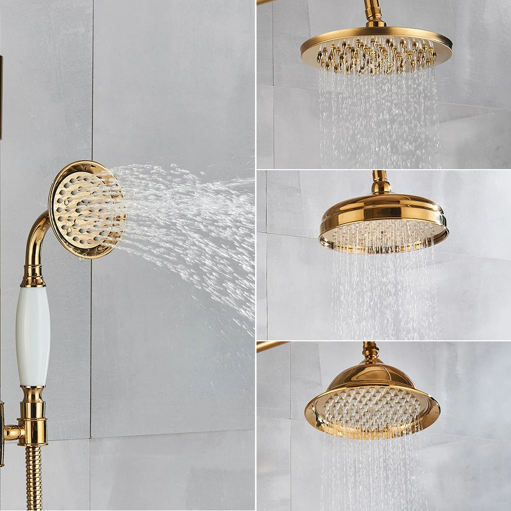 Golden Shower Bathroom Bath Shower Faucet Brass Swivel