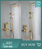 3pcs Golden Bathroom Basin Faucet Crystal Handle Widespread