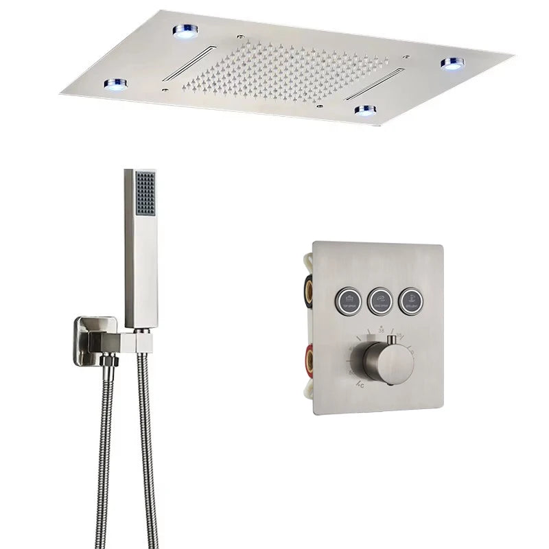 Luxury Bathroom Shower Faucet Led Rainfall/Waterfall Shower Head