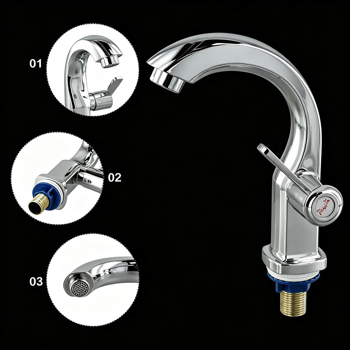 Bathroom Basin Faucet Purifier Lever Hole Tap Cold