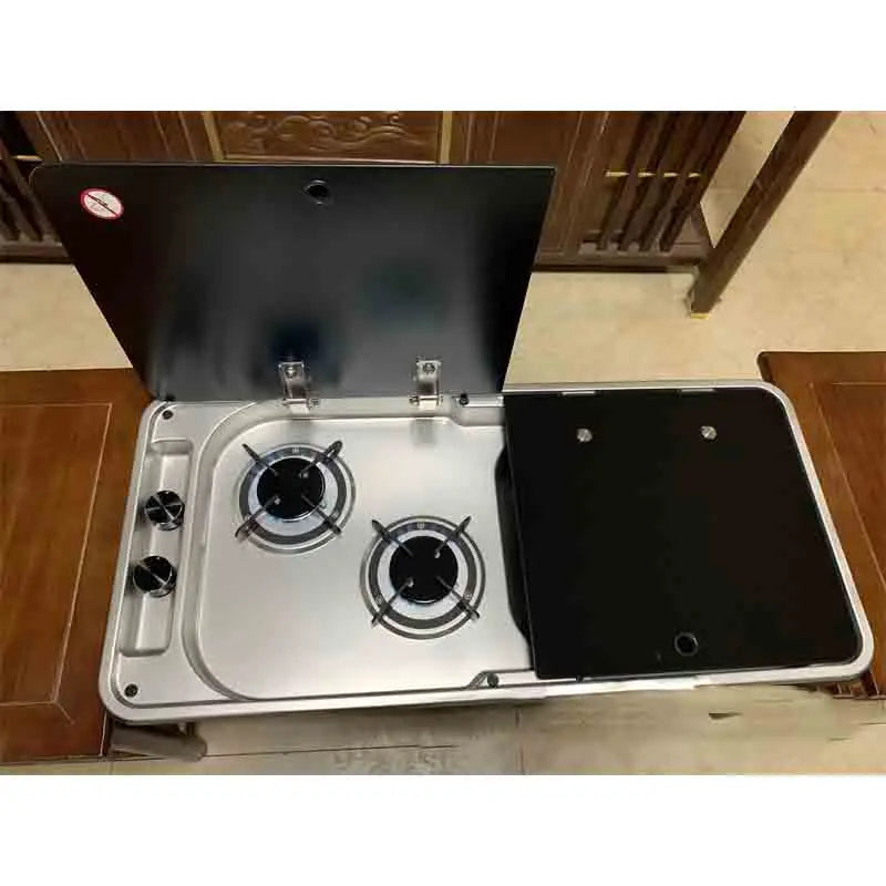 Rv Gas Stove Two Burner Rectangular Stainless Steel