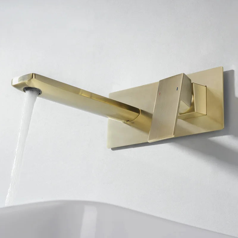 Brushed Gold Basin Faucet Concealed Bathroom Sink Faucet