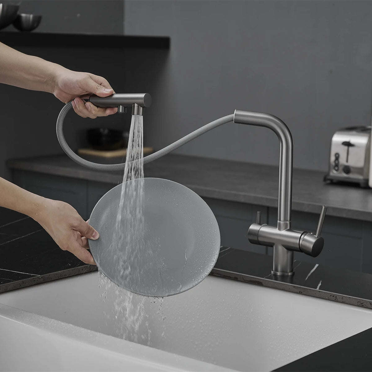 Brushed Gold Pull Out Filter Mixer Faucets Quality