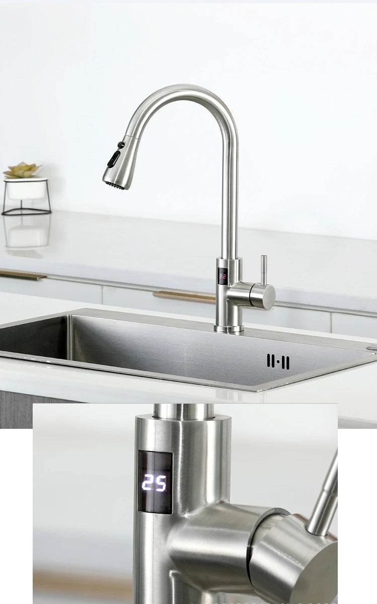 Sensor Touch Digital Sink Faucet Pull Down Sprayer