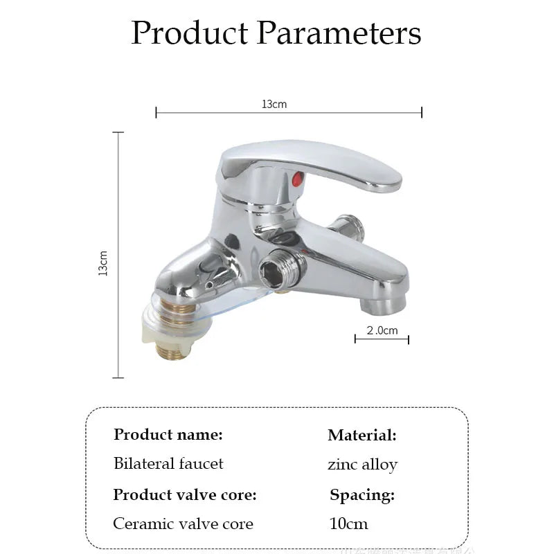 Two-Hole Bathroom Sink Faucet Zinc Alloy Dual Handle