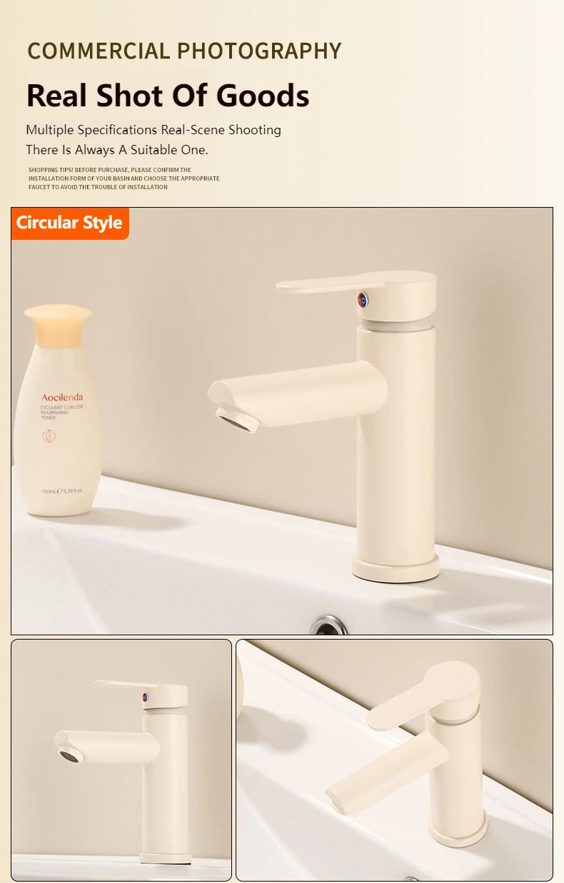 Milk White Handle Deck Mounted Basin Sink Faucet