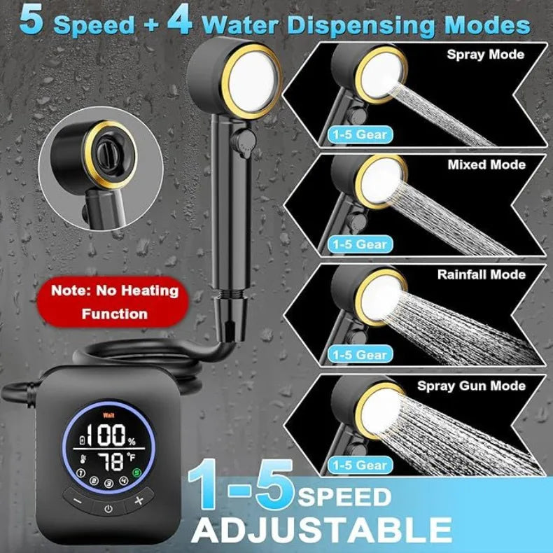 Outdoor Camping Shower 20l Collapsible Bucket Spray Modes