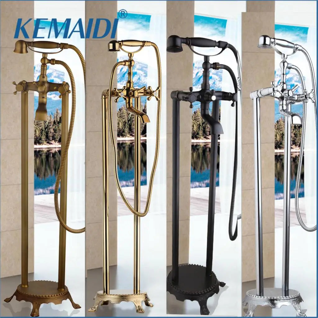 Kemaidi Freestanding Shower Faucet Bathtub Floor Mounted Tub