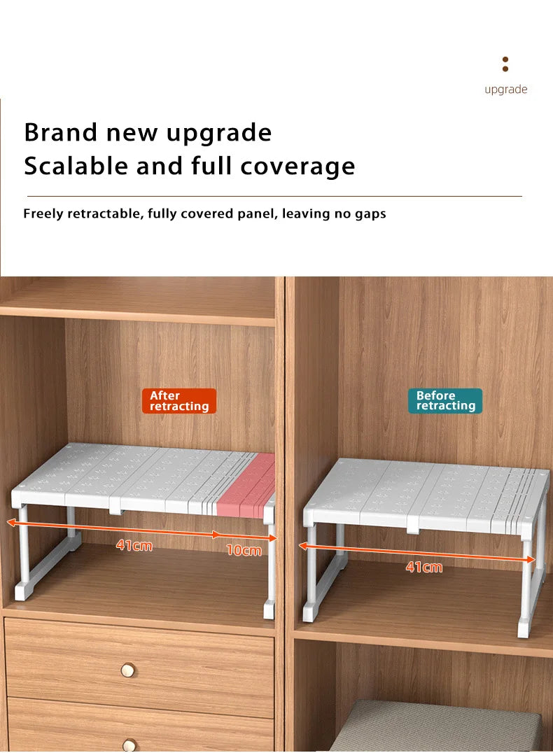 Wardrobe No-Punch Multi-Layer Retractable Adjustable Shelves