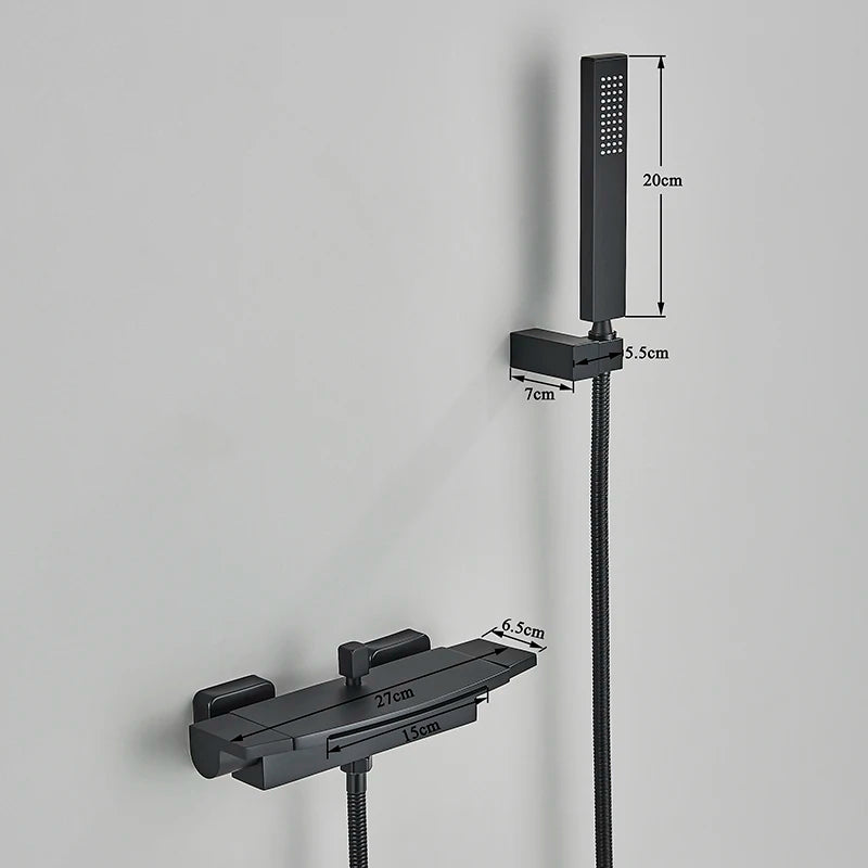 Myqualife Matte Black Bathroom Faucet Function Bathtub Facuet