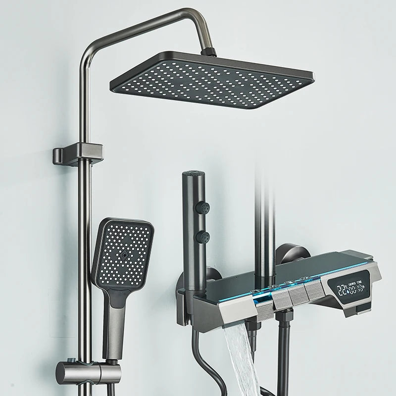 Rozin Gray Bathroom Shower Faucet Smart Digital Display
