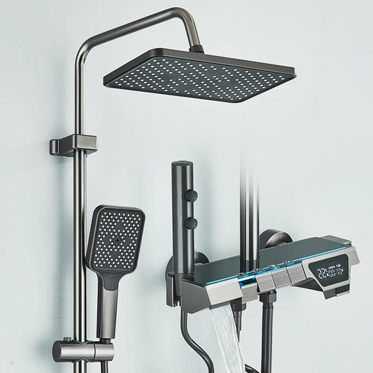 Rozin Gray Bathroom Shower Faucet Smart Digital Display