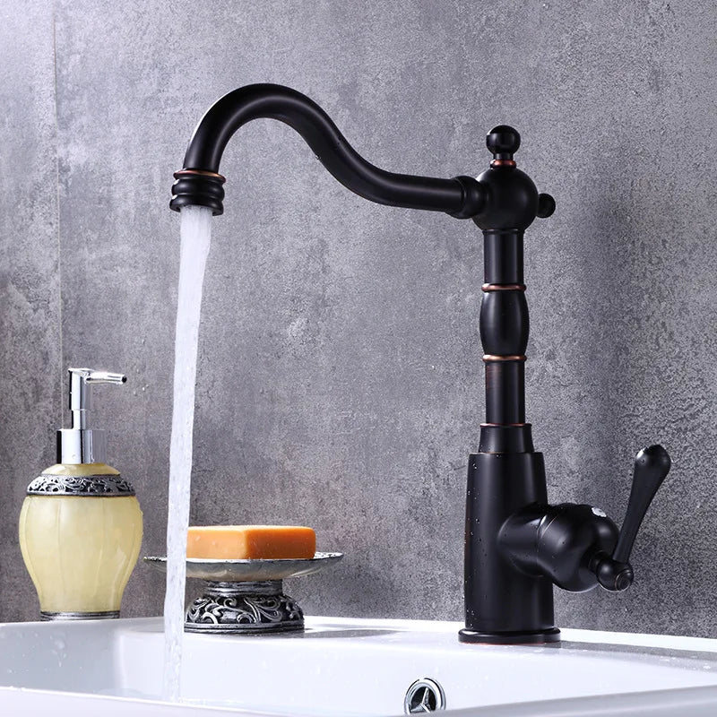 Brass Faucet Ceramic Handle Deck Mount Bathroom Basin