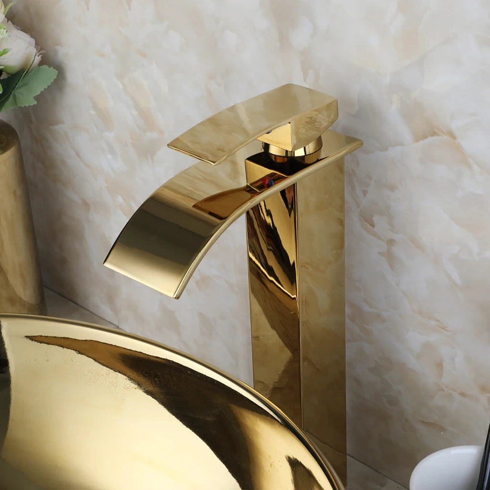 Kemaidi Bathroom Vessel Sink Luxury Shiny Gold Ceramic