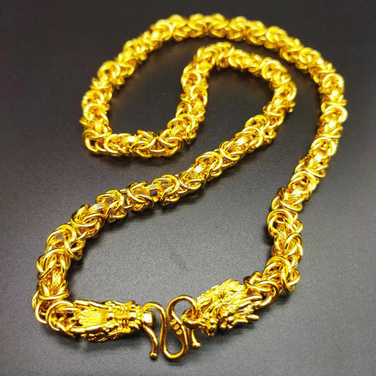 Unisex 24k Au999 Real Gold Boss Chain Hollow