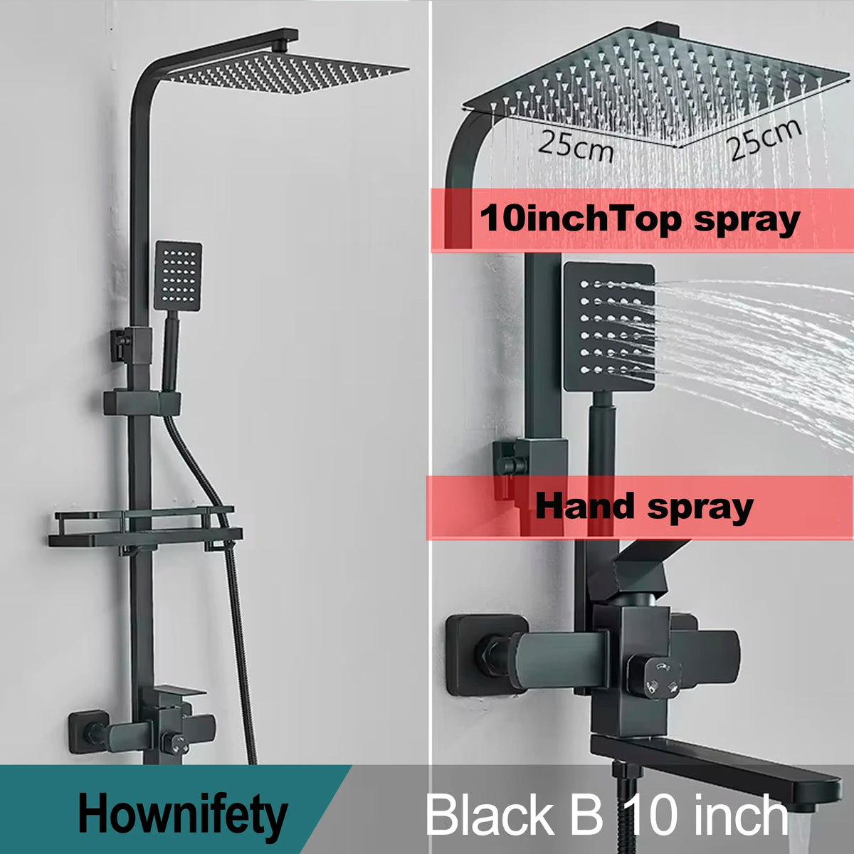 Matte Black Shower Mixer Faucet Wall Mount Bahtroom