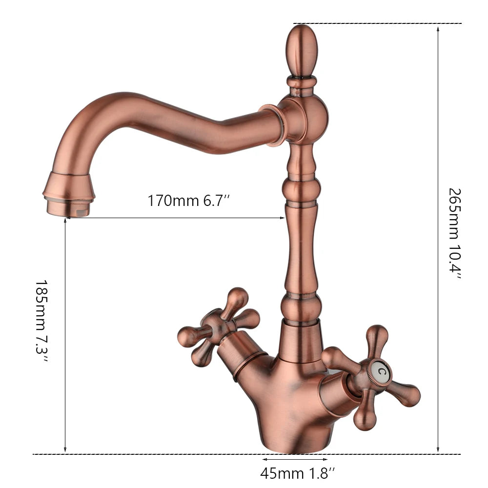 Kemaidi Golden Bathroom Basin Sink Faucet 360 Swivel