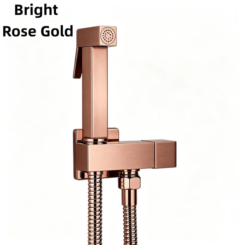 Brushed Rose Gold Brass Handheld Bidet High Voltage
