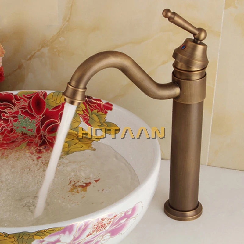Antique Bronze Finishing Output Bathroom Sink Faucet Tap
