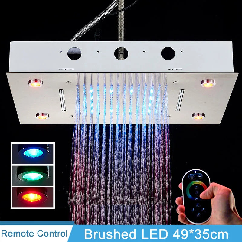 Luxury Brushed Nickel/Chrome/Black Led 16inch Rainfall Shower