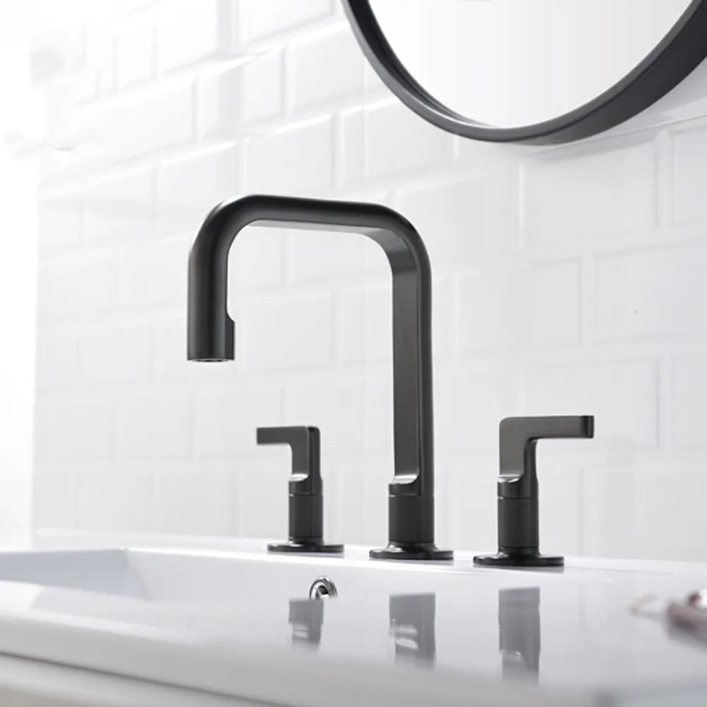 Brushed Rose Gold Widespread Basin Faucet Total Brass