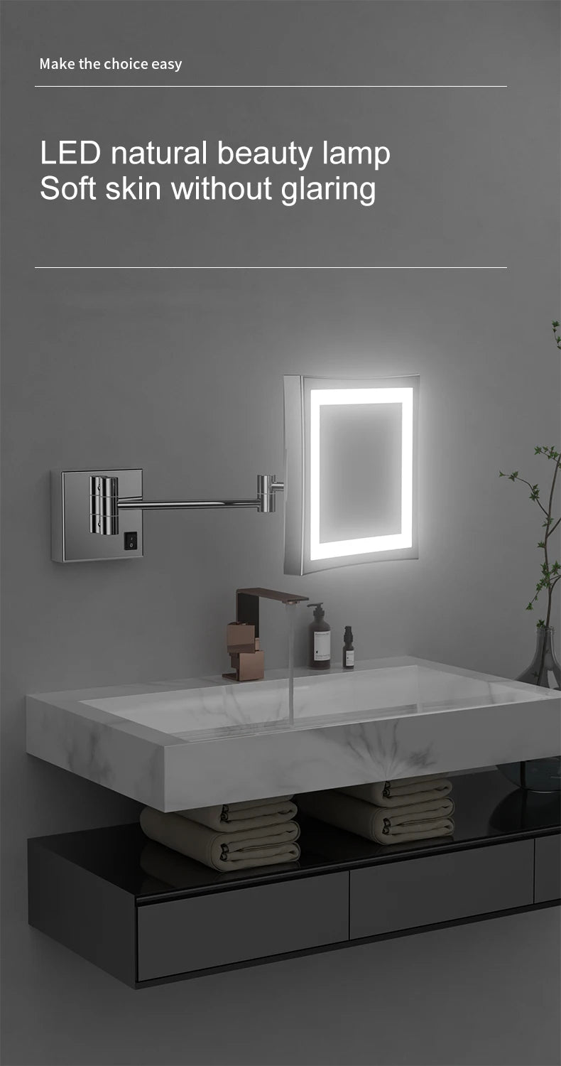 Square Touch Bathroom Mirror Wall Mounted Lighted Bathroom