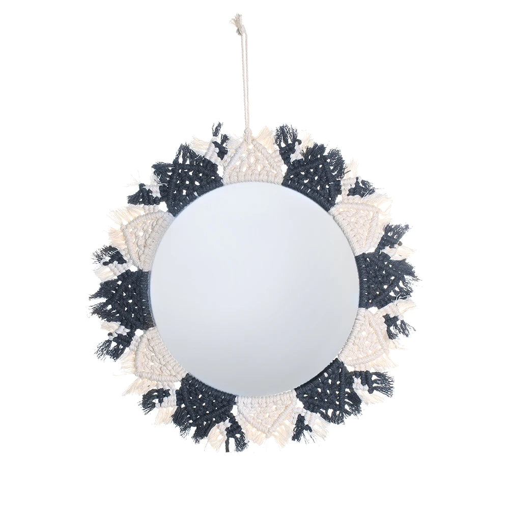 Boho Decorative Mirrors Macrame Round Mirror Aesthetic Room