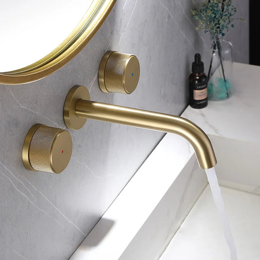 Double Handle Matte Black Wall Mounted Bathroom Faucet