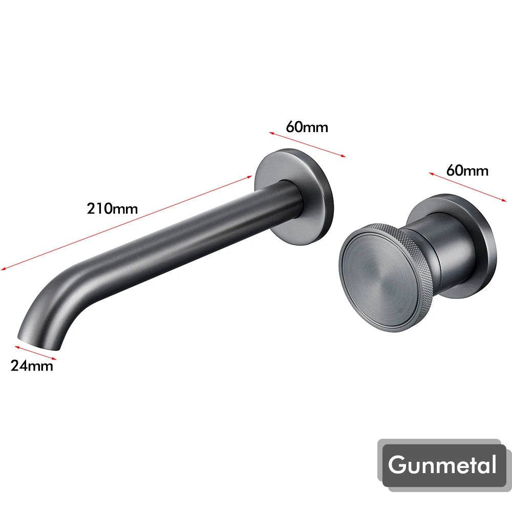 Brushed Gold Basin Faucet Recessed Control Switch Tap