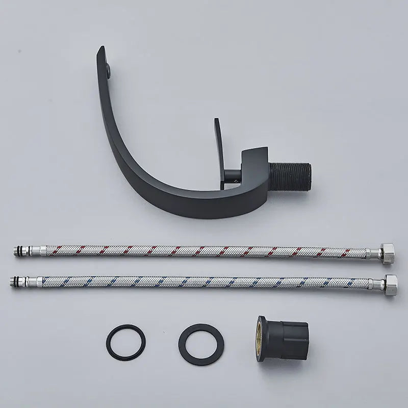 Black Chrome Bathroom Basin Faucet Deck Mount Cold