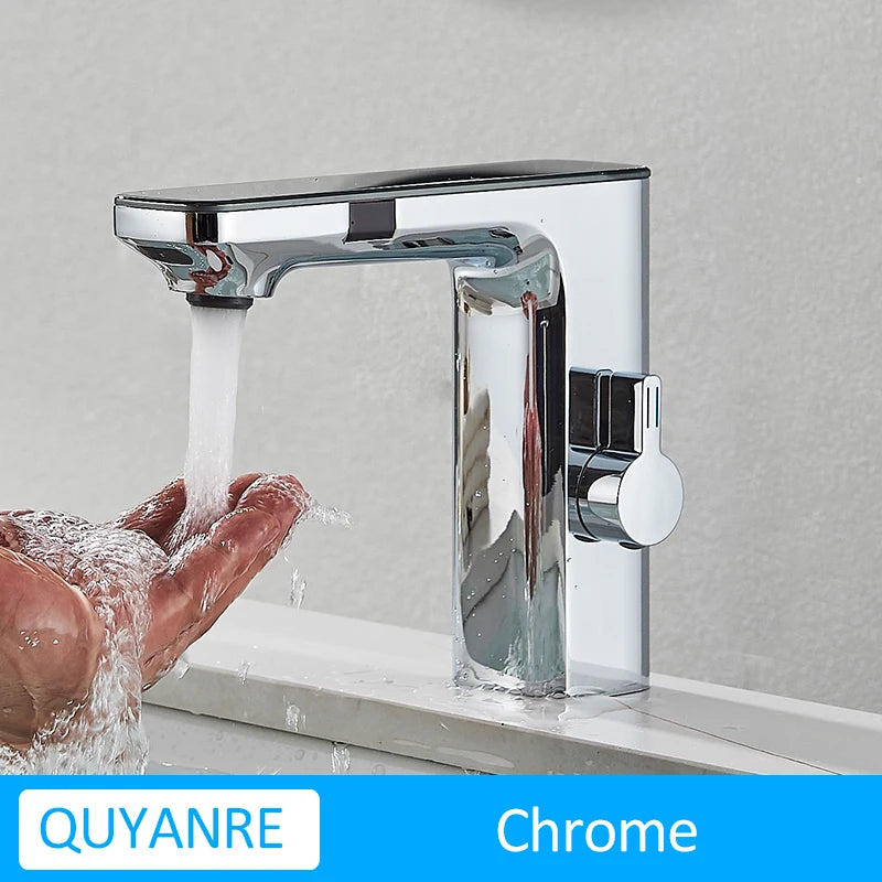 Gun Grey Smart Sensor Basin Faucet Digital Display