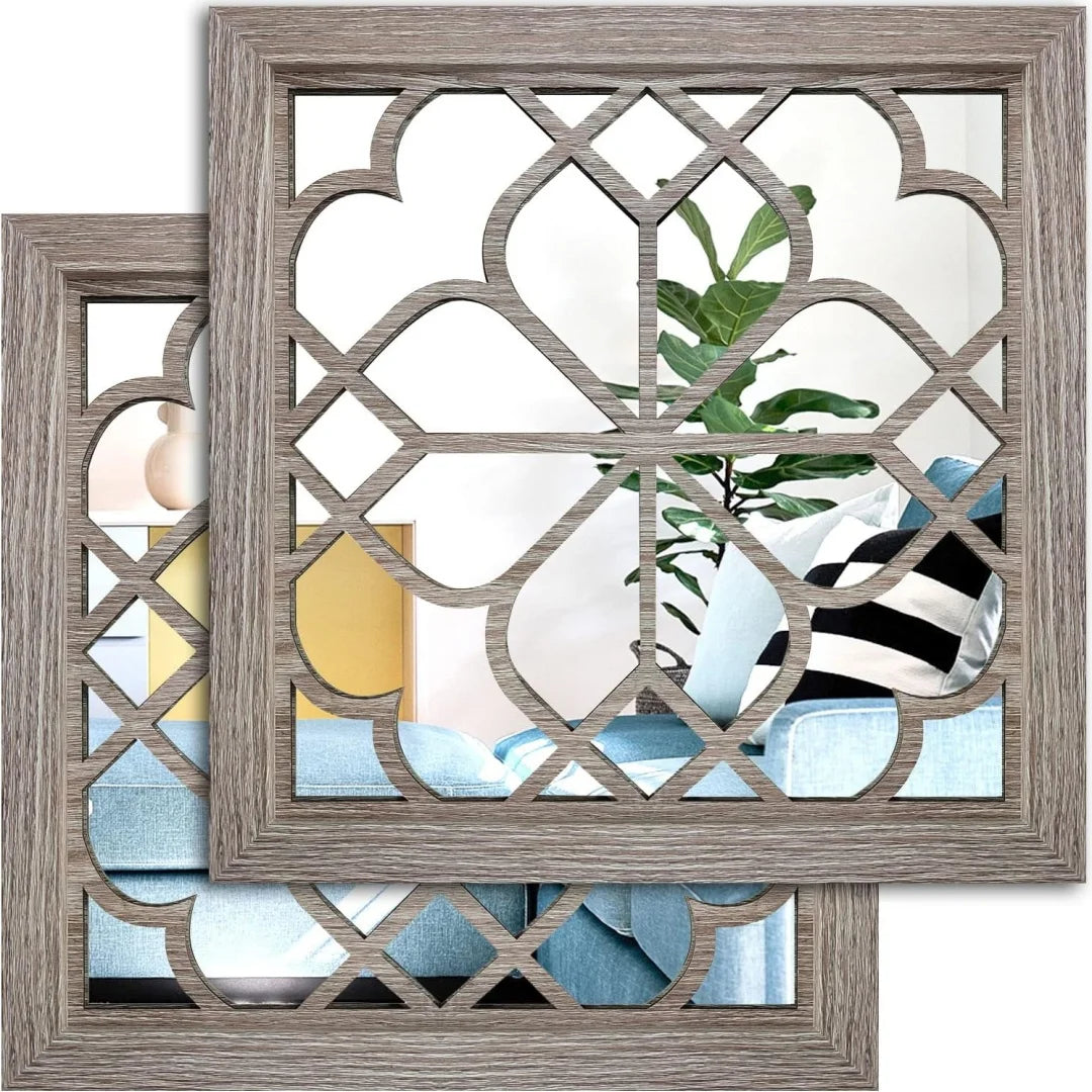 2d Retro 2pcs Wooden Acrylic Rectangular Square Wall