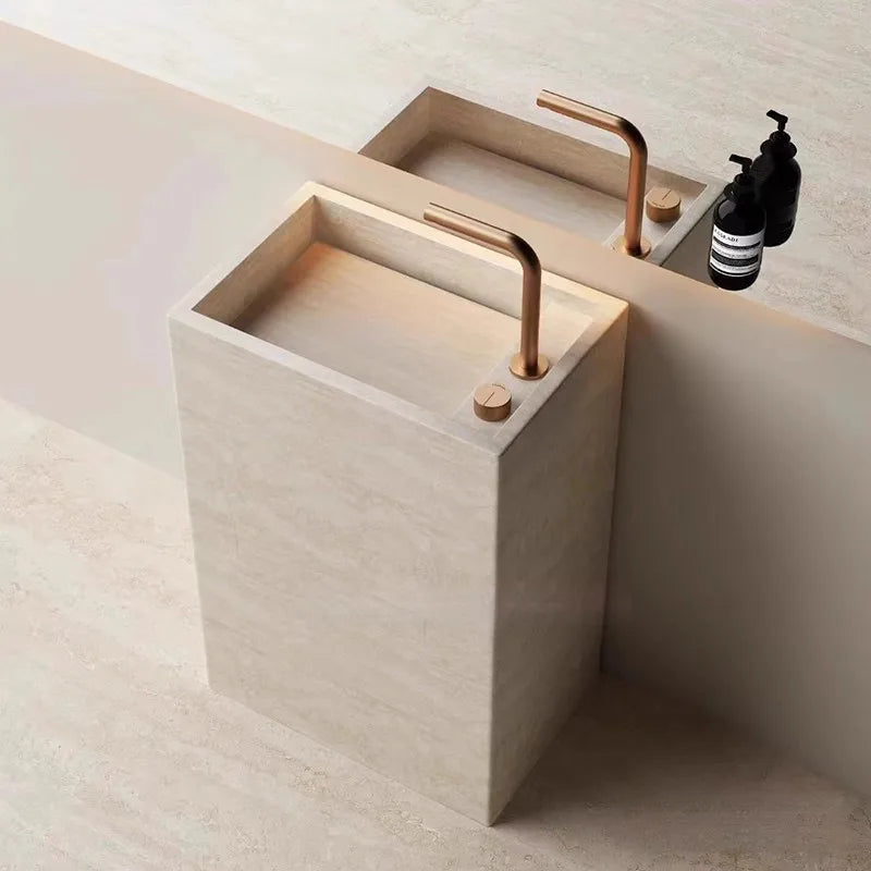 Brushed Rose Gold Basin Faucet Two Holes Gun