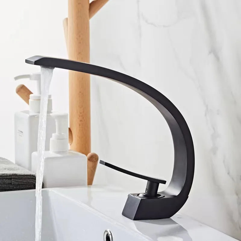 Basin Faucet Modern Bathroom Mixer Tap Black Gold
