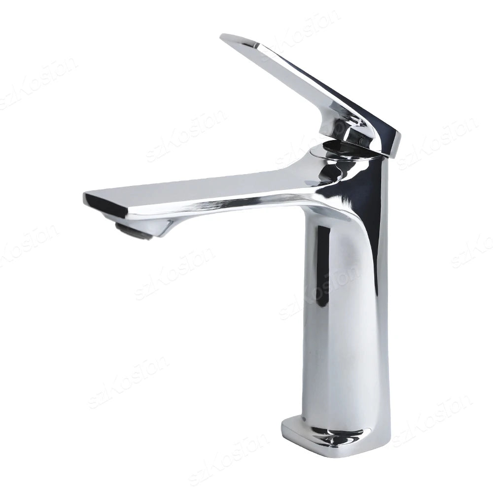 Brass Core Modern Bathroom Sink Faucet Handle Deck