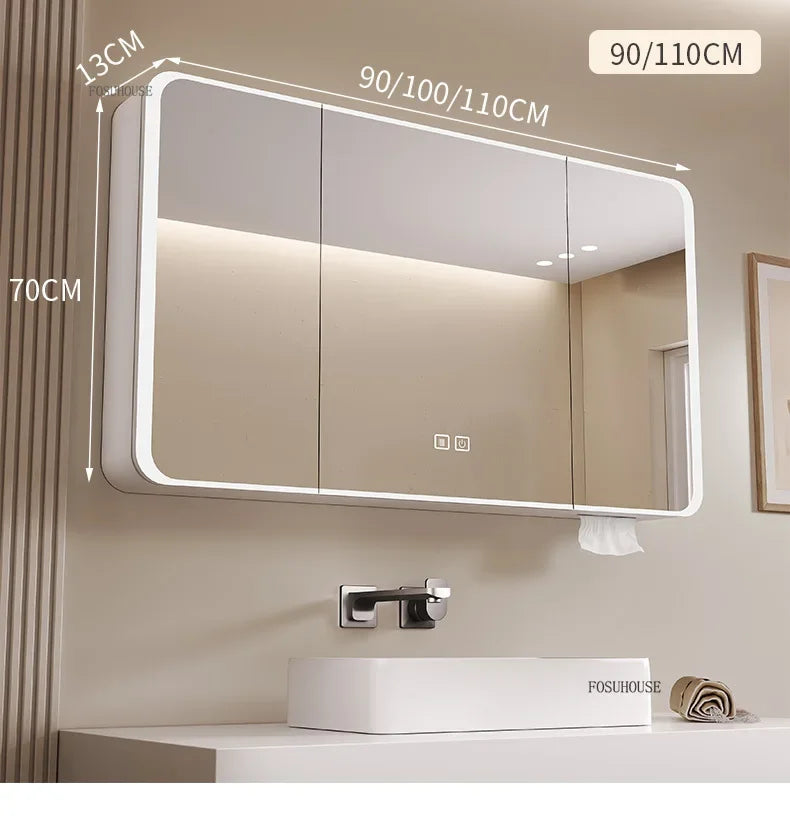 Arc-Shaped Smart Bathroom Mirror Cabinet Wall-Mounted Bathroom