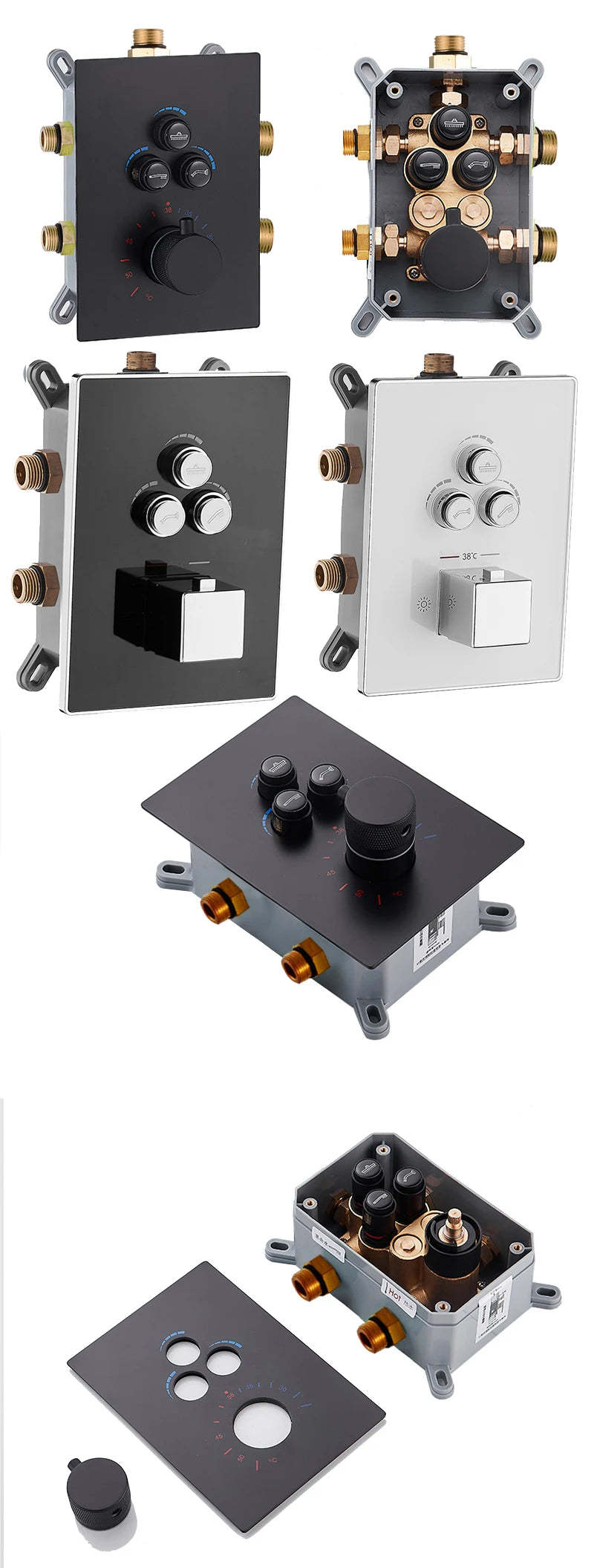 Solid Brass Valve Concealed Thermostat Trim Two Or