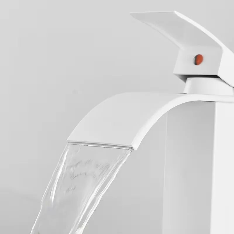 Pure White Waterfall Faucet Use Bathroom Basin Tap