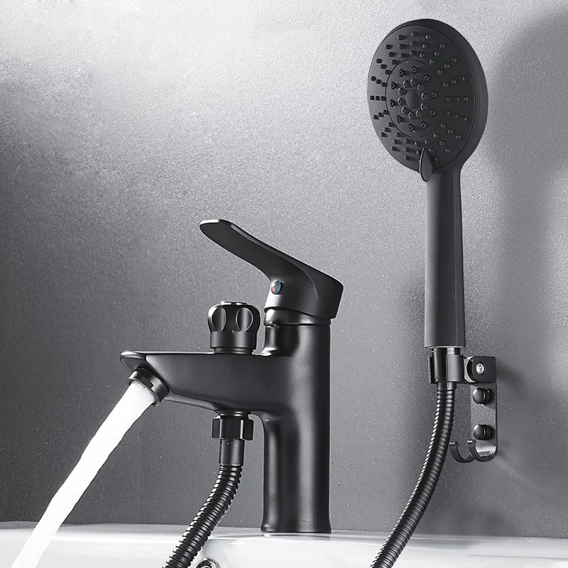 Brass Bathroom Basin Faucet Black Handle Tap Sink