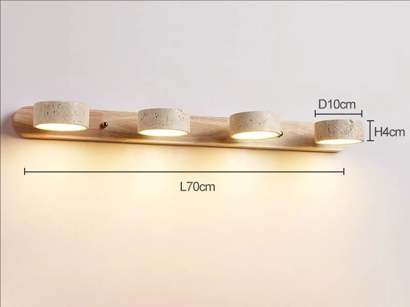 Rotatable Led Vanity Mirror Light Wabi Sabi Travertine