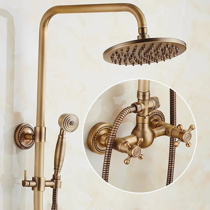 Brass Bathroom Faucet Shower Type Head Antique Brass
