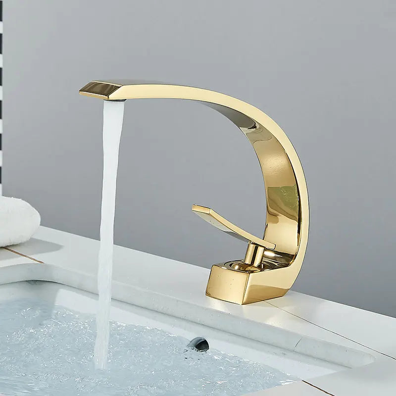 Black Chrome Bathroom Basin Faucet Deck Mount Cold