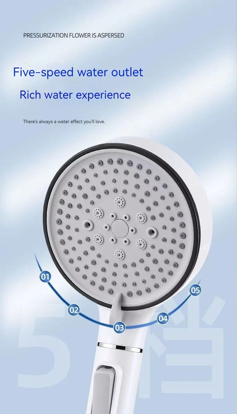 5-Speed Booster Large Panel Strong Water Shower Head