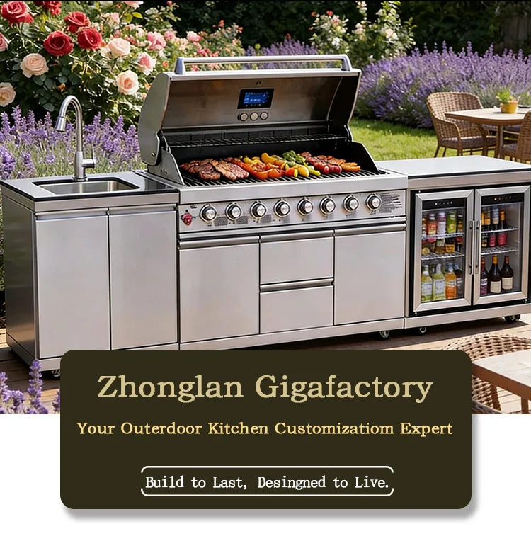 Sturdy 304 Stainless Steel Outdoor Cabinet Grill Cooktop