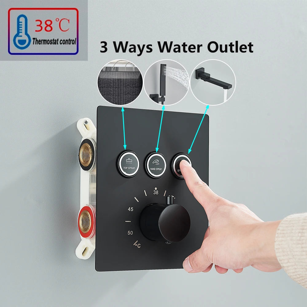 Luxury Thermostatic Shower Systems Big Rainfall Shower Concealed