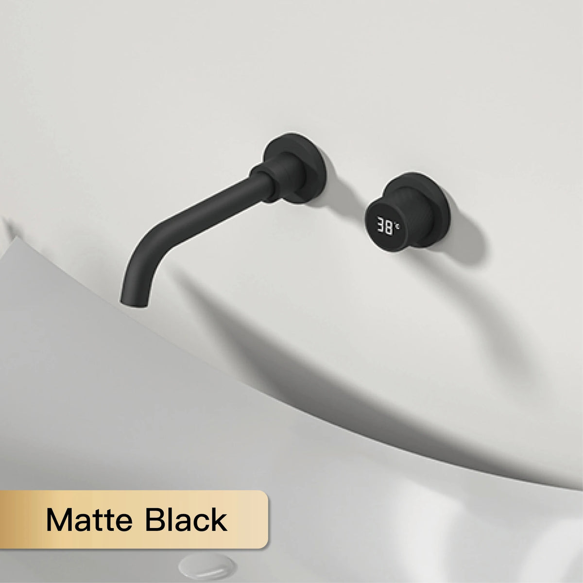 Gestana Luxury Led Digital Display Black Brass Bathroom